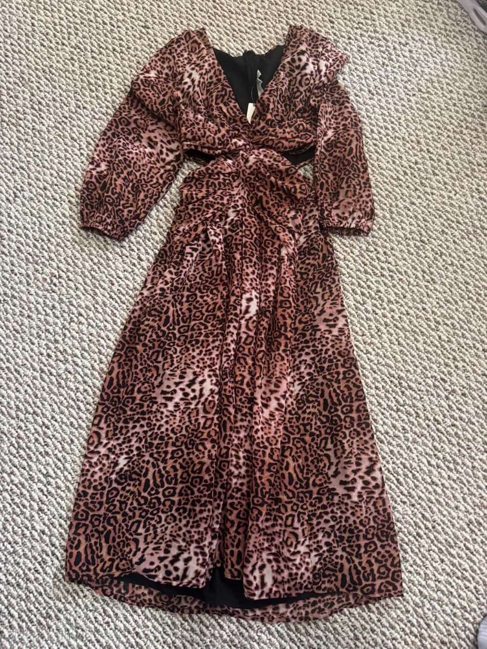 Anthropologie Leopard Print Maxi Dress in Brown and Black